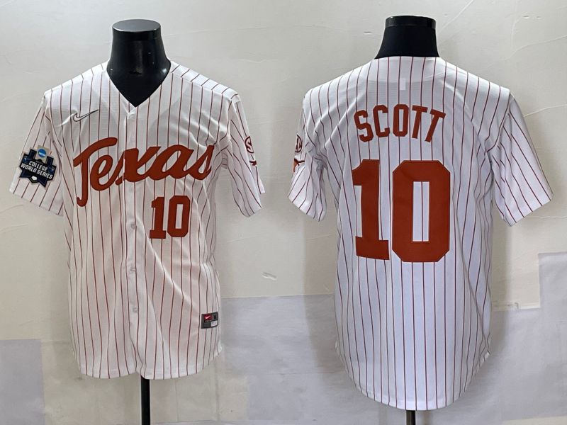 Men Texas Longhorns #10 Scott White stripe Nike joint Name NCAA 2025 Jersey style 13->ncaa teams->NCAA Jersey